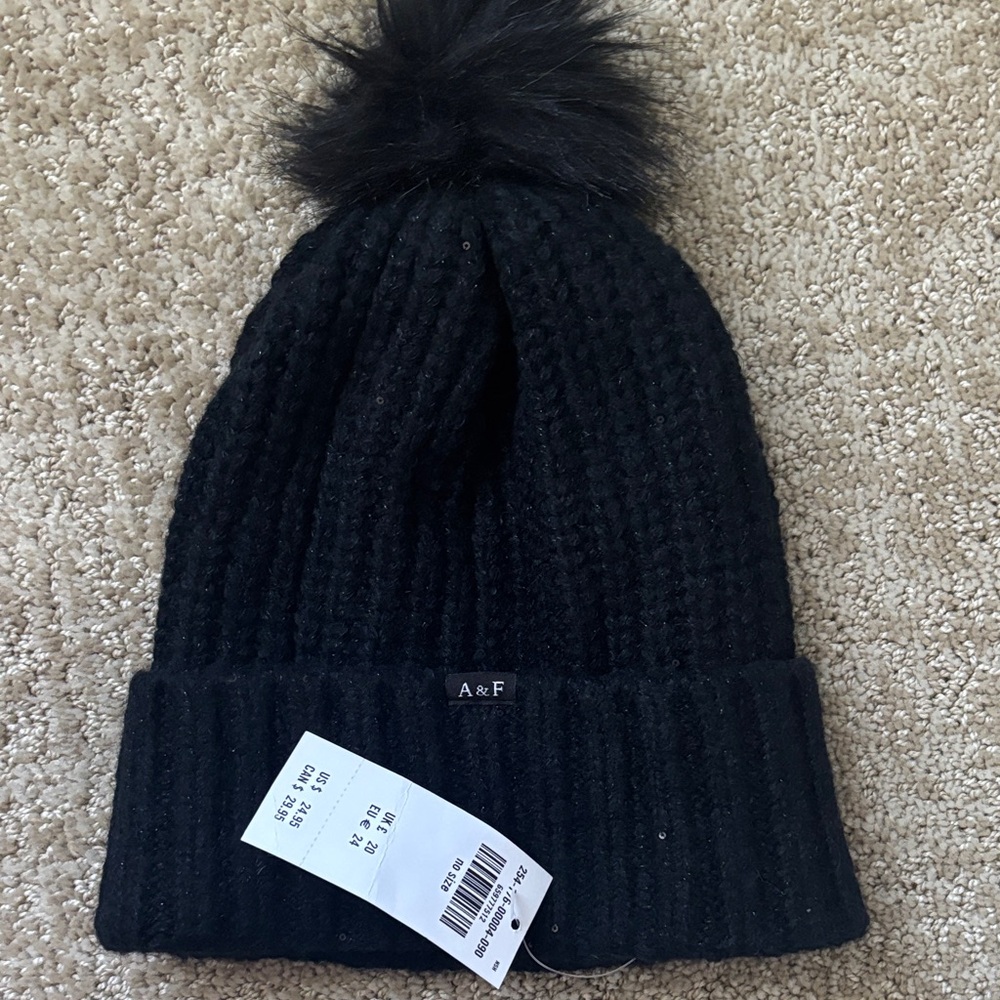 Abercrombie & Fitch Kids Black Pom-Pom Beanie